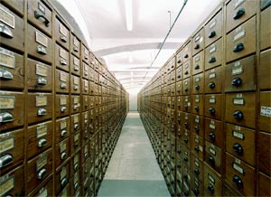 Picture: Membership card catalog from the NSDAP (Nazi party) in original boxes with 11 million membership cards.
