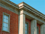 Picture: Facade detail on Building 906 - view of the cornice on the central projection (built in 1938).